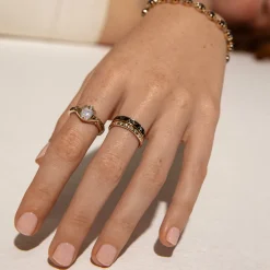 Marrow Fine For The Bride-to-be | Anniversary Gifts^"Always" Gold Memory Ring – Black Enamel
