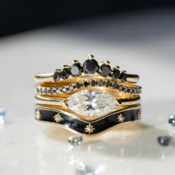 Marrow Fine Wedding Bands | Rings^Black Diamond Simple Wave Band