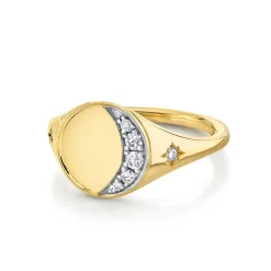 Marrow Fine For The New Mom | Anniversary Gifts^Crescent Moon Signet | Gold Moon Diamond Ring