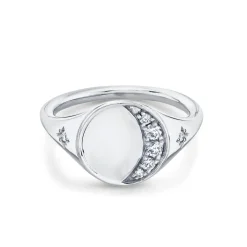 Marrow Fine For The New Mom | Anniversary Gifts^Crescent Moon Signet | Gold Moon Diamond Ring