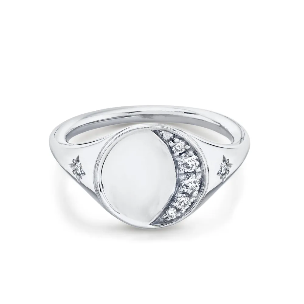 Marrow Fine For The New Mom | Anniversary Gifts^Crescent Moon Signet | Gold Moon Diamond Ring