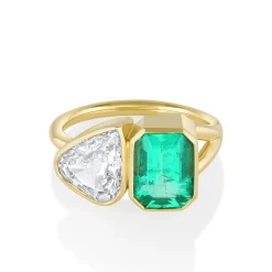 Marrow Fine Ready To Ship | Ready To Ship^1.87ct Antique Pear and Emerald Split Shank 14kyellowgold