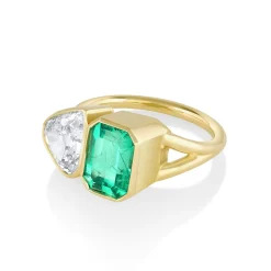 Marrow Fine Ready To Ship | Ready To Ship^1.87ct Antique Pear and Emerald Split Shank 14kyellowgold