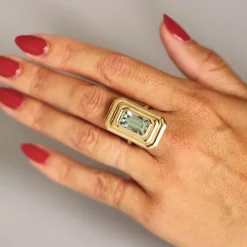 Marrow Fine Ready To Ship | Ready To Ship^6.97ct Aquamarine In-Orbit Ring 14kyellowgold