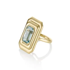 Marrow Fine Ready To Ship | Ready To Ship^6.97ct Aquamarine In-Orbit Ring 14kyellowgold