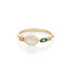 Marrow Fine Birthstone Collection | Ready To Ship^0.35ct Australian Opal and Sapphire Linear Band 14kyellowgold