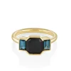 Marrow Fine Ready To Ship | Ready To Ship^2.07ct Black Diamond Asscher & Tourmaline Baguette Ring 14kyellowgold