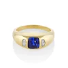 Marrow Fine Ready To Ship | Ready To Ship^1.58ct Blue Sapphire & White Cadillac Diamond Bombe Ring 14kyellowgold