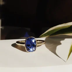 Marrow Fine Ready To Ship | Ready To Ship^2.75ct Blue Sapphire Cushion Tessa Ring 14kyellowgold