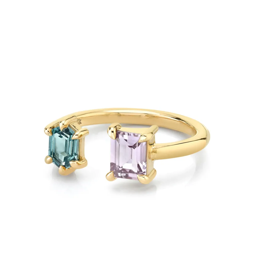 Marrow Fine Ready To Ship | Ready To Ship^0.81ct Blush Lilac & Seafoam Sapphire Toi et Moi Ring 14kyellowgold