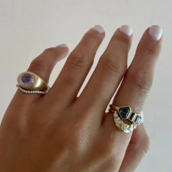 Marrow Fine Ready To Ship | Ready To Ship^4.21ct Cabochon Sapphire Pinky Bombe Ring 14kyellowgold