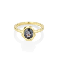 Marrow Fine Birthstone Collection | Ready To Ship^1.58ct Color Change Sapphire Abstract Bezel Ring 14kyellowgold