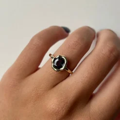 Marrow Fine Birthstone Collection | Ready To Ship^1.58ct Color Change Sapphire Abstract Bezel Ring 14kyellowgold