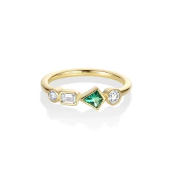 Marrow Fine The Kaleidoscope Collection^0.13ct Emerald and Diamond Kaleidoscope Ring 14kyellowgold