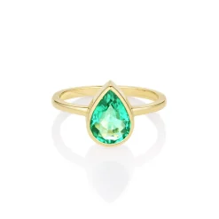 Marrow Fine Birthstone Collection | Ready To Ship^1.54ct Emerald Bezel Set Solitaire Ring 14kyellowgold