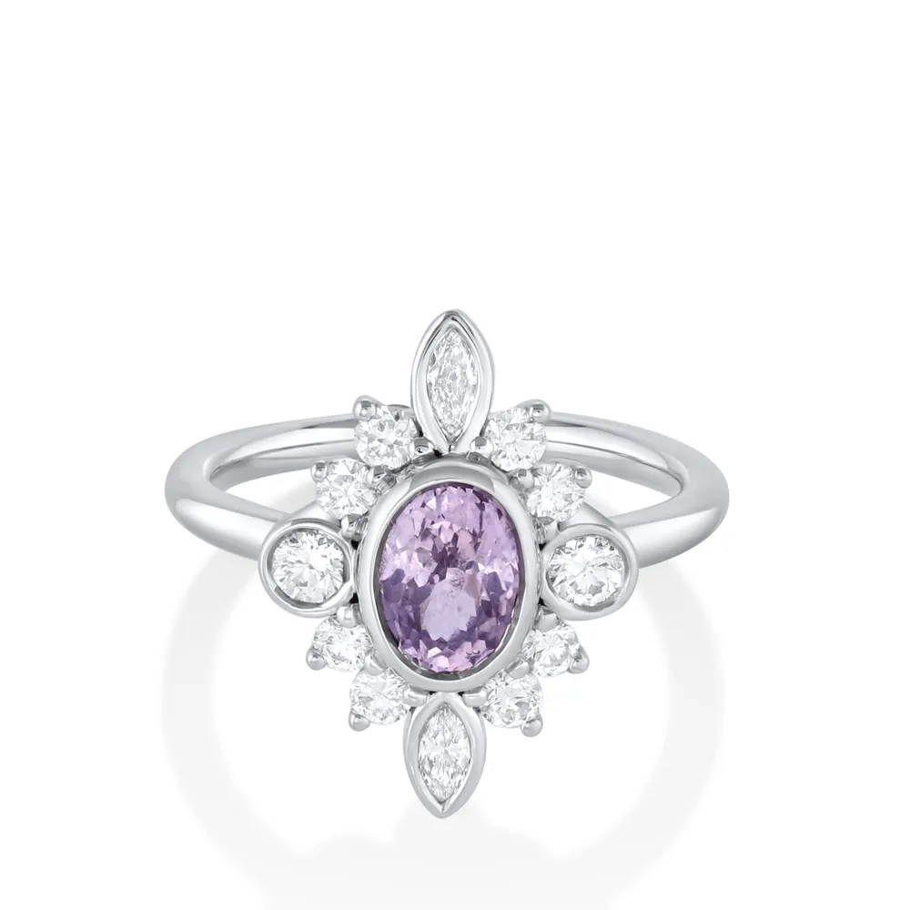 Marrow Fine Ready To Ship | Ready To Ship^1.31ct Lavender Sapphire Scarlette Compass Ring 14kwhitegold