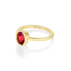 Marrow Fine Birthstone Collection | Ready To Ship^0.93ct Malawi Ruby Abstract Bezel Ring 14kyellowgold