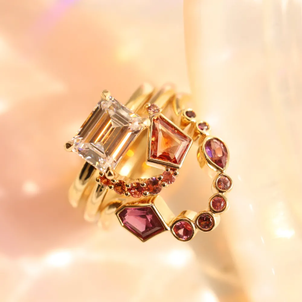 Marrow Fine Birthstone Collection | Ready To Ship^0.61ct Montana Sapphire & Malawi Sapphire Lucy Band 14kyellowgold