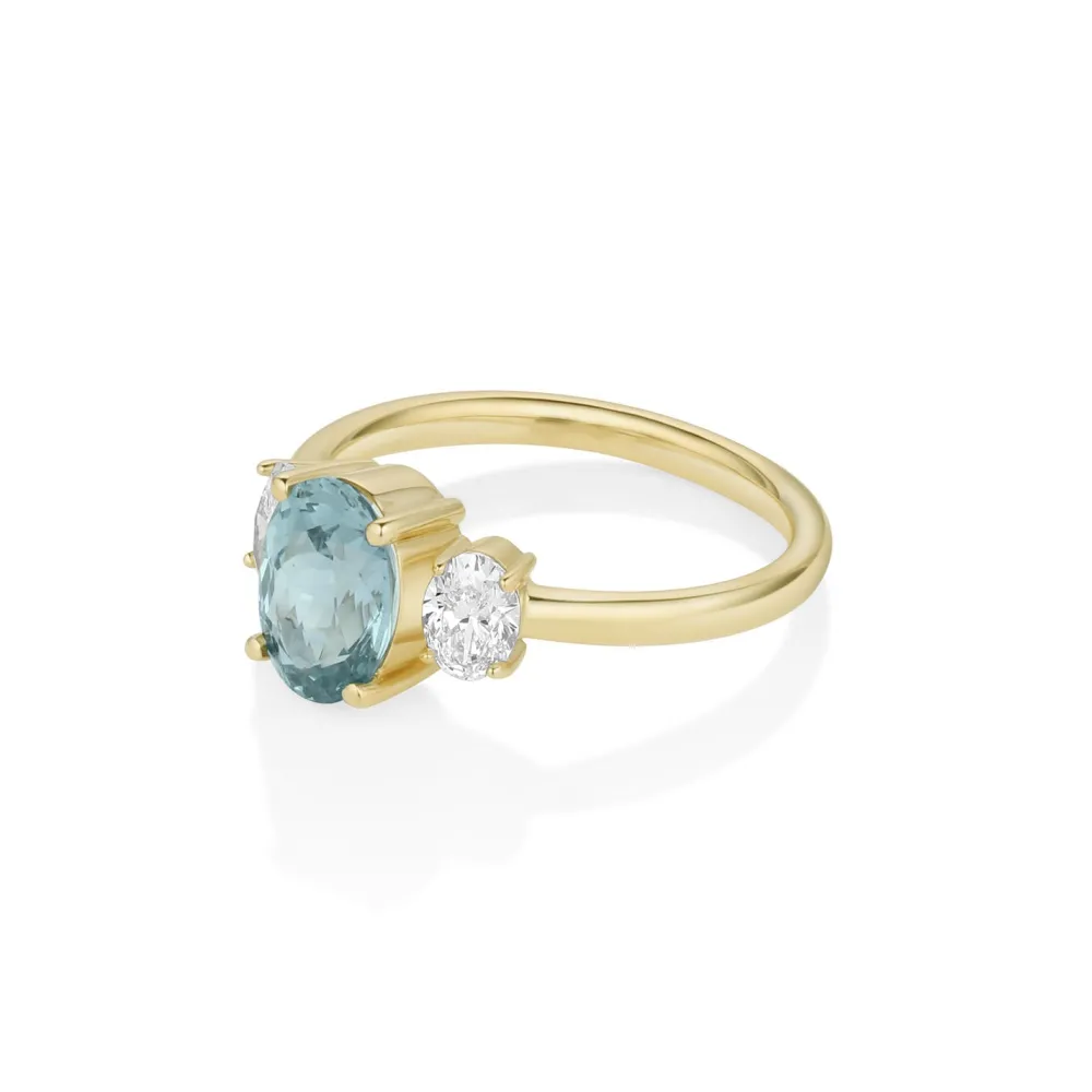Marrow Fine Ready To Ship | Ready To Ship^1.82ct Montana Sapphire and Diamond Michelle Ring 14kyellowgold