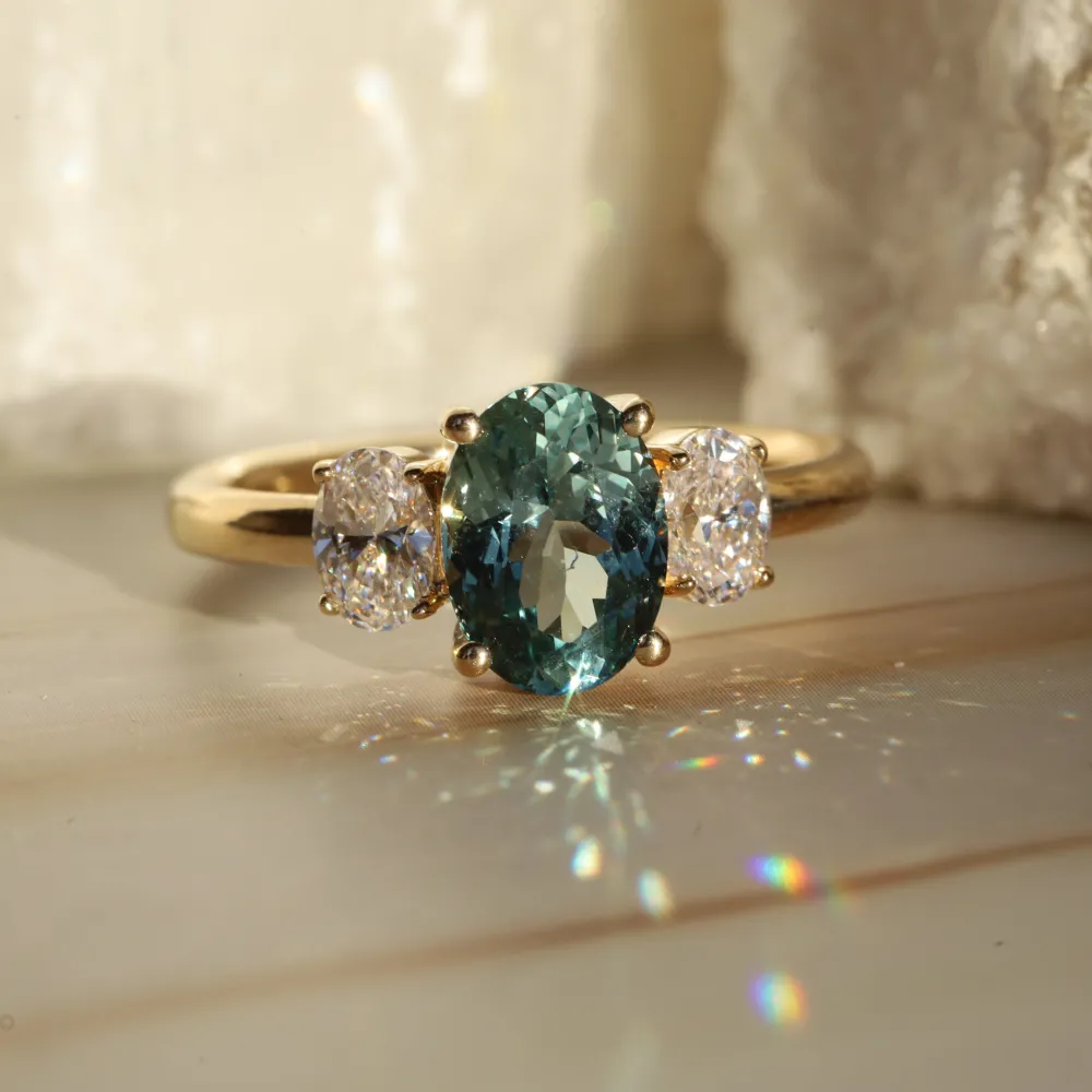 Marrow Fine Ready To Ship | Ready To Ship^1.82ct Montana Sapphire and Diamond Michelle Ring 14kyellowgold