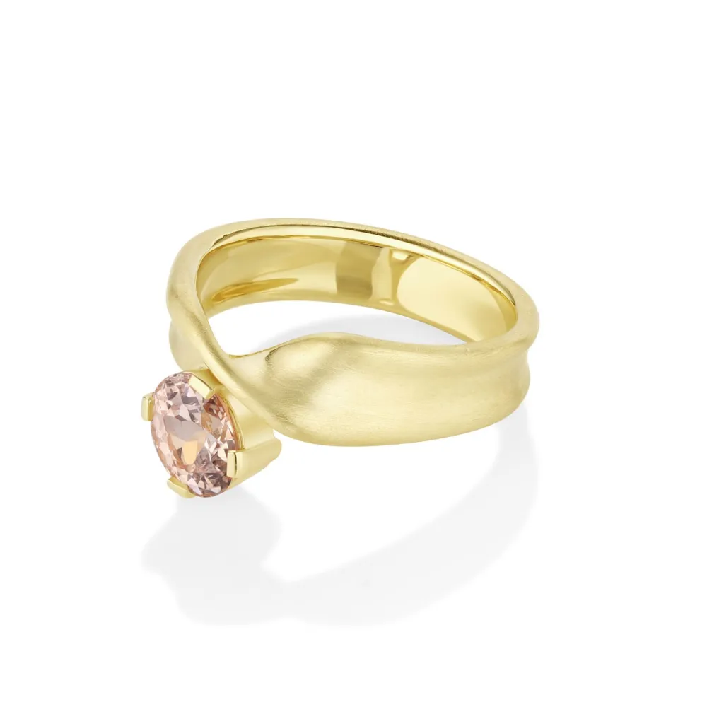 Marrow Fine One-of-a-kind Pieces^1.18ct Peach Sapphire Twist Ring 14kyellowgold