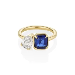 Marrow Fine Ready To Ship | Ready To Ship^1.02ct Pear Shape Diamond and 2.09ct Sapphire Toi et Moi 14kyellowgold