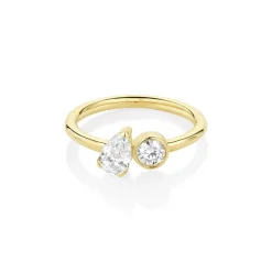 Marrow Fine Ready To Ship | Ready To Ship^0.48ct Pear Shape Diamond and 0.22ct Round Diamond Chloe 14kyellowgold