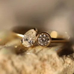 Marrow Fine Ready To Ship | Ready To Ship^0.48ct Pear Shape Diamond and 0.22ct Round Diamond Chloe 14kyellowgold