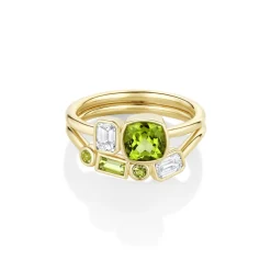 Marrow Fine Birthstone Collection | Ready To Ship^1.10ct Peridot and Diamond Toi et Moi with Tracer Band 14kyellowgold