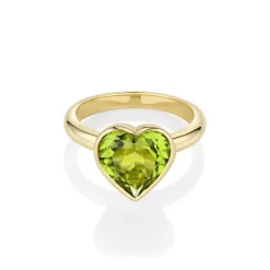 Marrow Fine Ready To Ship | Ready To Ship^3.44ct Peridot Bezel Heart Ring 14kyellowgold