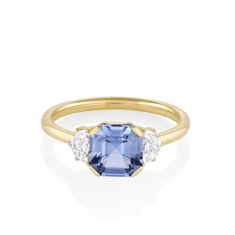 Marrow Fine Ready To Ship | Ready To Ship^1.86ct Periwinkle Sapphire & Cadillac Diamond Engagement Ring 14kyellowgold