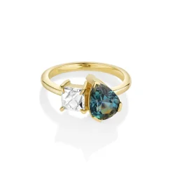 Marrow Fine Ready To Ship | Ready To Ship^2.56ct Sapphire and Antique Diamond Toi et Moi Ring 14kyellowgold