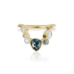 Marrow Fine Birthstone Collection | The Kaleidoscope Collection^1.05ct Sapphire and Diamond Kaleidoscope Chevron Ring 14kyellowgold