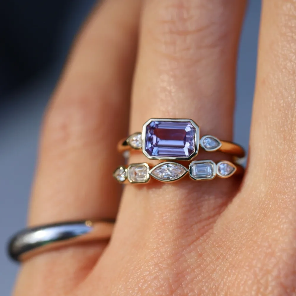 Marrow Fine Ready To Ship | Ready To Ship^1.59ct Sapphire and Diamond Ring with Tracer Band 14kyellowgold
