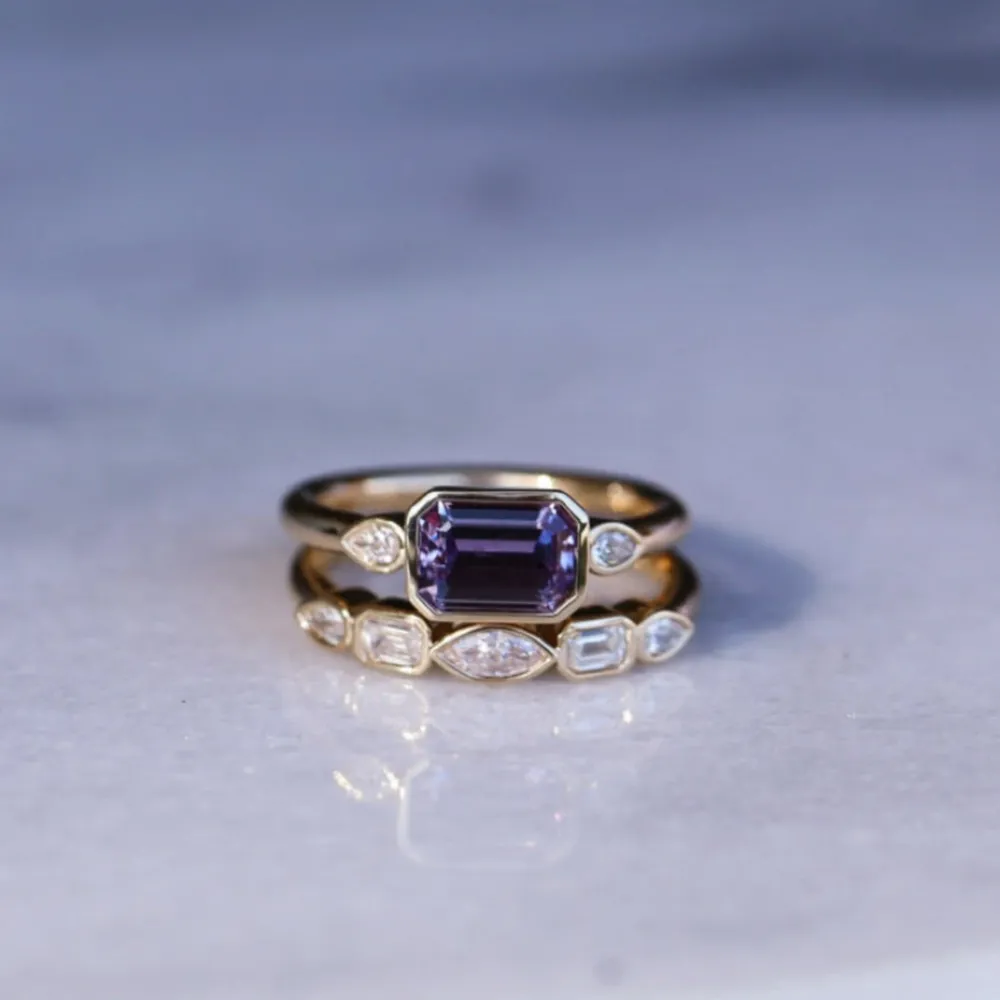 Marrow Fine Ready To Ship | Ready To Ship^1.59ct Sapphire and Diamond Ring with Tracer Band 14kyellowgold
