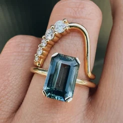 Marrow Fine Ready To Ship | Ready To Ship^3.42ct Sapphire Emerald Cut Ring 14kyellowgold