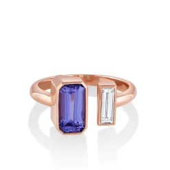 Marrow Fine Ready To Ship | Ready To Ship^1.40ct Tanzanite & White Diamond Toi et Moi Ring 14krosegold