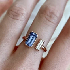 Marrow Fine Ready To Ship | Ready To Ship^1.40ct Tanzanite & White Diamond Toi et Moi Ring 14krosegold