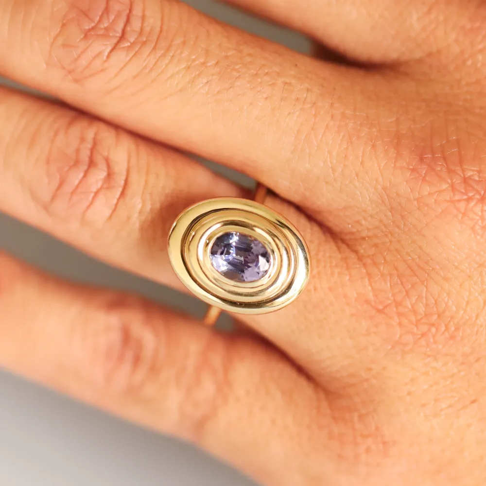 Marrow Fine The Shape Of Things Collection^1.45ct Tanzanite In-Orbit Ring 14kyellowgold