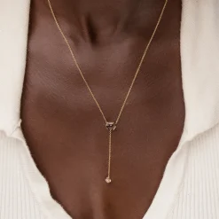 Marrow Fine Ready To Ship | Ready To Ship^0.80ct Tourmaline & Old Mine White Diamond Lariat 14kyellowgold
