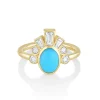 Marrow Fine Ready To Ship | Ready To Ship^.98ct Turquoise & White Diamond Ballerina Headdress Ring 14kyellowgold