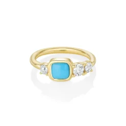 Marrow Fine Birthstone Collection | One-of-a-kind Pieces^0.87ct Turquoise and 0.51tcw Diamond Linear Ring 14kyellowgold