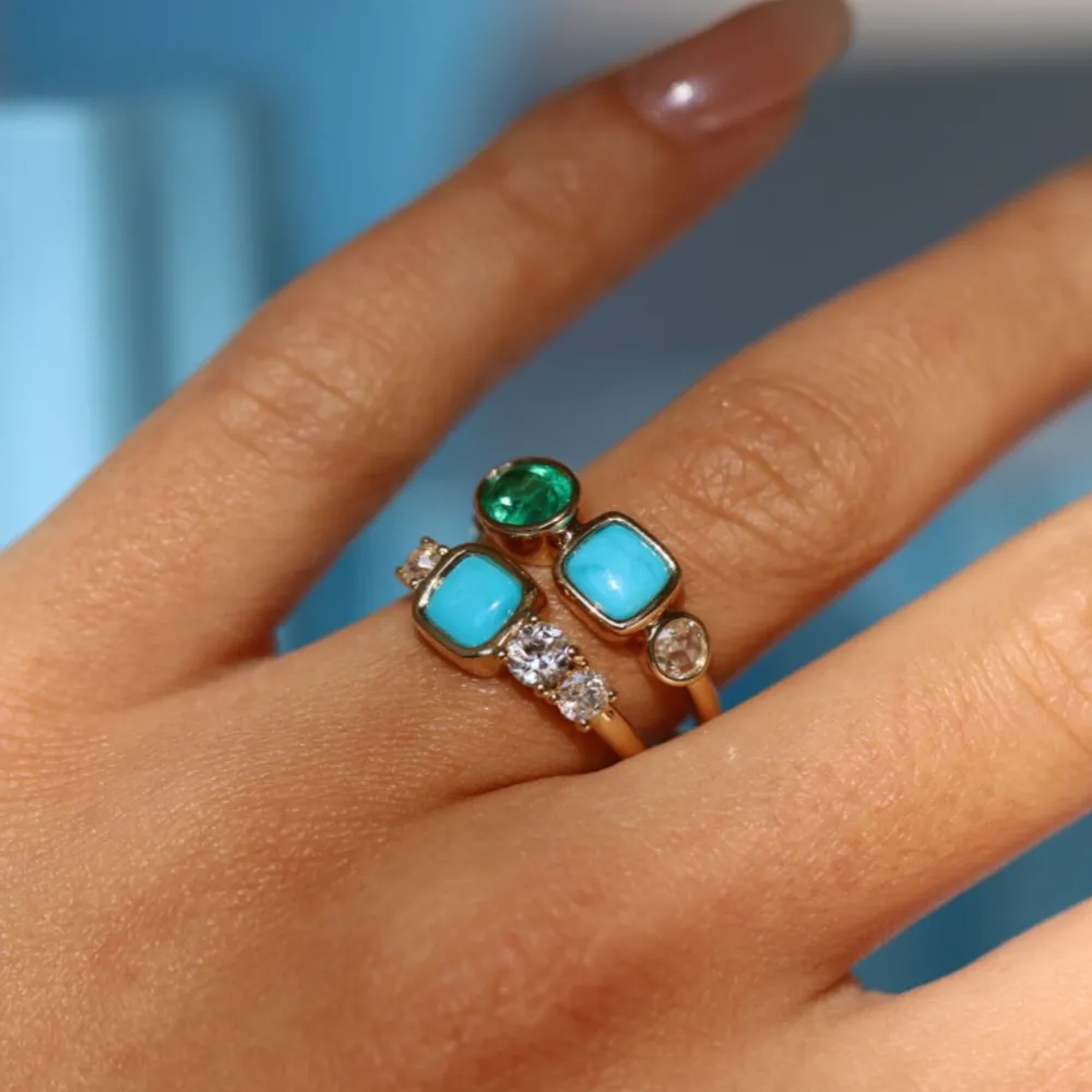 Marrow Fine Birthstone Collection | One-of-a-kind Pieces^0.87ct Turquoise and 0.51tcw Diamond Linear Ring 14kyellowgold