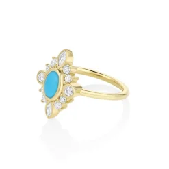 Marrow Fine One-of-a-kind Pieces^0.58ct Turquoise Scarlette Compass Ring 14kyellowgold
