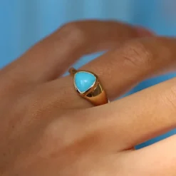 Marrow Fine Birthstone Collection | Graduation Gifts^1.30ct Turquoise Trillion Ring 14kyellowgold