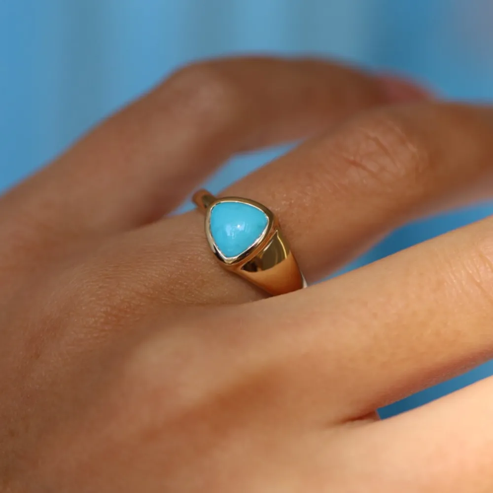 Marrow Fine Birthstone Collection | Graduation Gifts^1.30ct Turquoise Trillion Ring 14kyellowgold