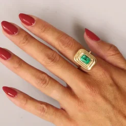 Marrow Fine Ready To Ship | Ready To Ship^2.45ct Zambian Emerald In-Orbit Ring 14kyellowgold