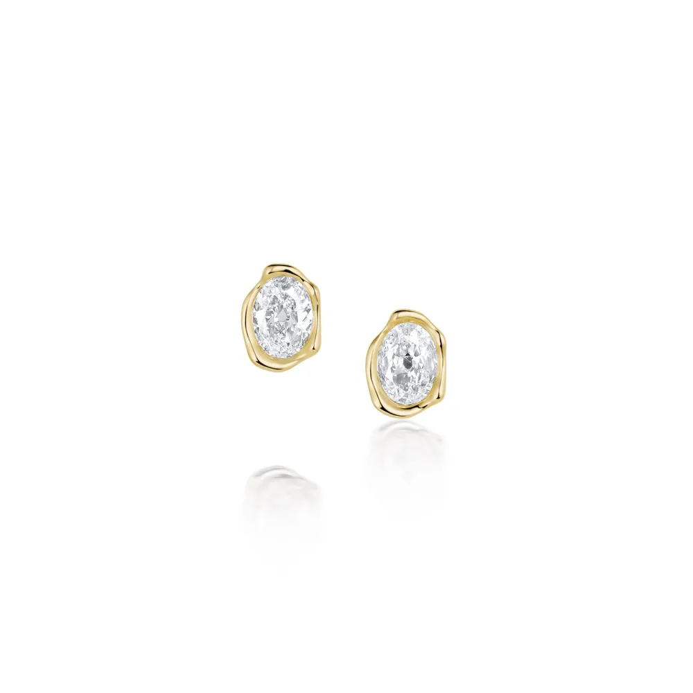 Marrow Fine Ready To Ship | Ready To Ship^0.99ctw Diamond Abstract Bezel Studs 14kyellowgold
