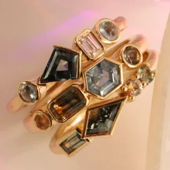 Marrow Fine Birthstone Collection | Ready To Ship^1.08ctw Montana Sapphire Linear Ring 14kyellowgold