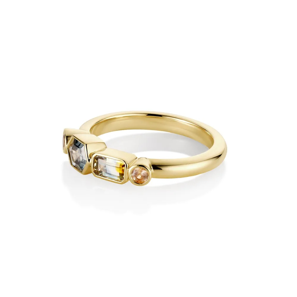 Marrow Fine Birthstone Collection | Ready To Ship^1.08ctw Montana Sapphire Linear Ring 14kyellowgold